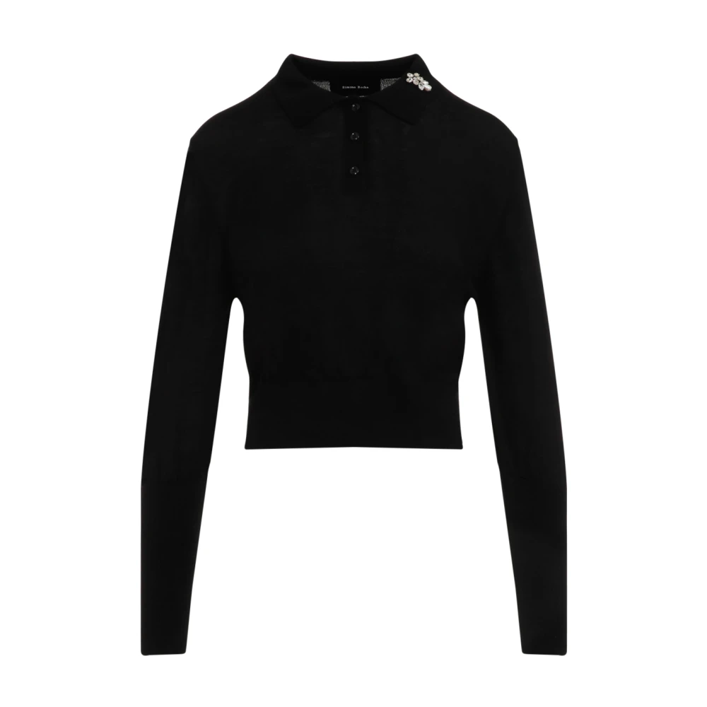 Simone Rocha Zwarte Trui Elegant Wol Zijde Mix Black Dames