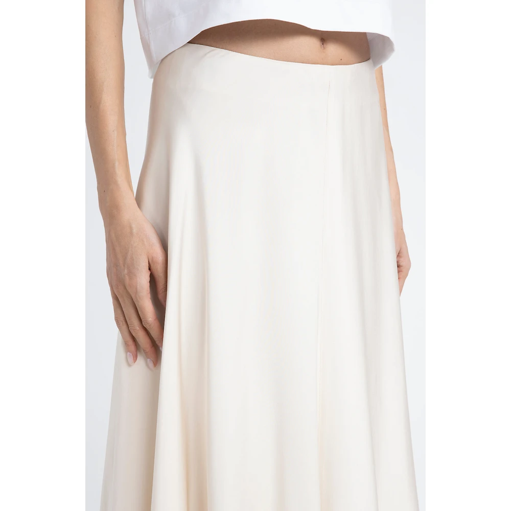 PESERICO Asymmetrische viscose satijnen midi-rok Beige Dames