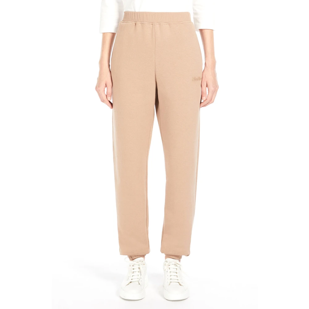 Max Mara Joggingbroek van zachte katoenen fleece Beige Dames