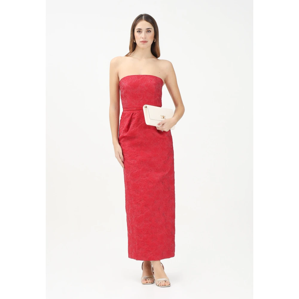 Max Mara Rode Bloemen Lange Jurk Red Dames