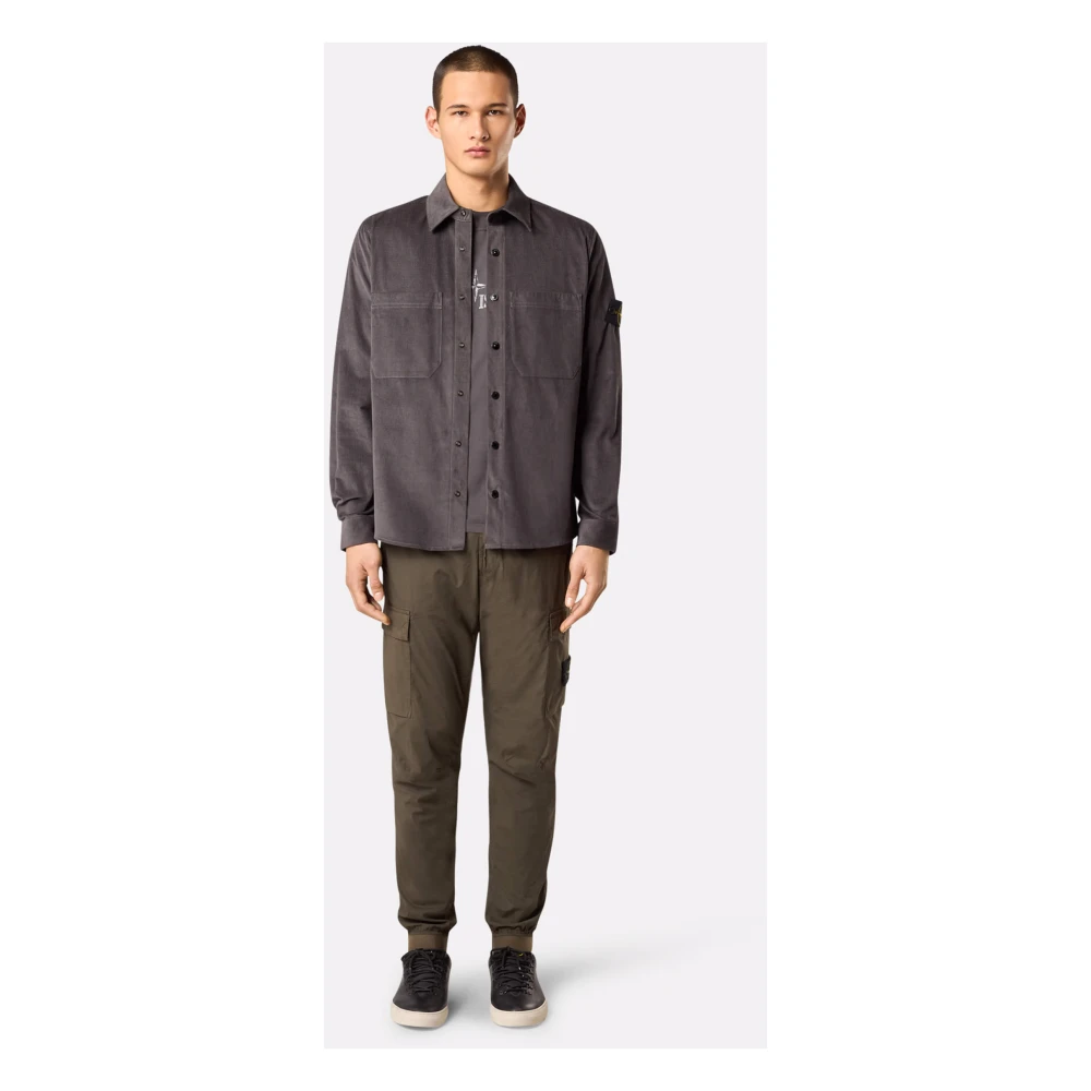 Stone Island Grijze jas met opgestikte zakken Gray Heren