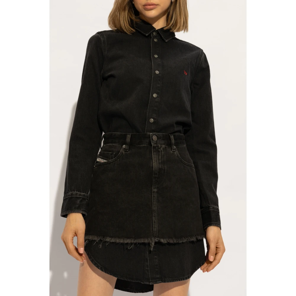 Diesel Jurk met Afneembare Rok Black Dames