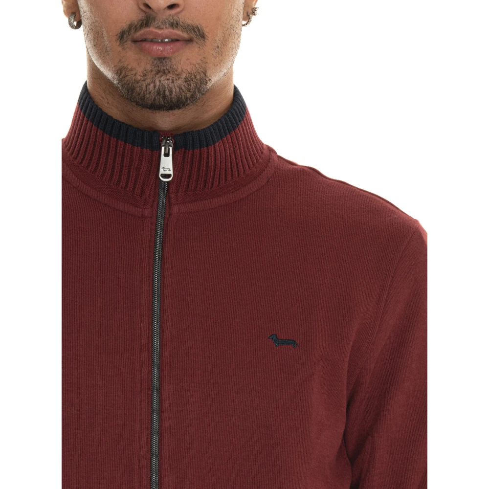 Harmont & Blaine Logo Zip Sweatshirt met Piping Detail Red Heren