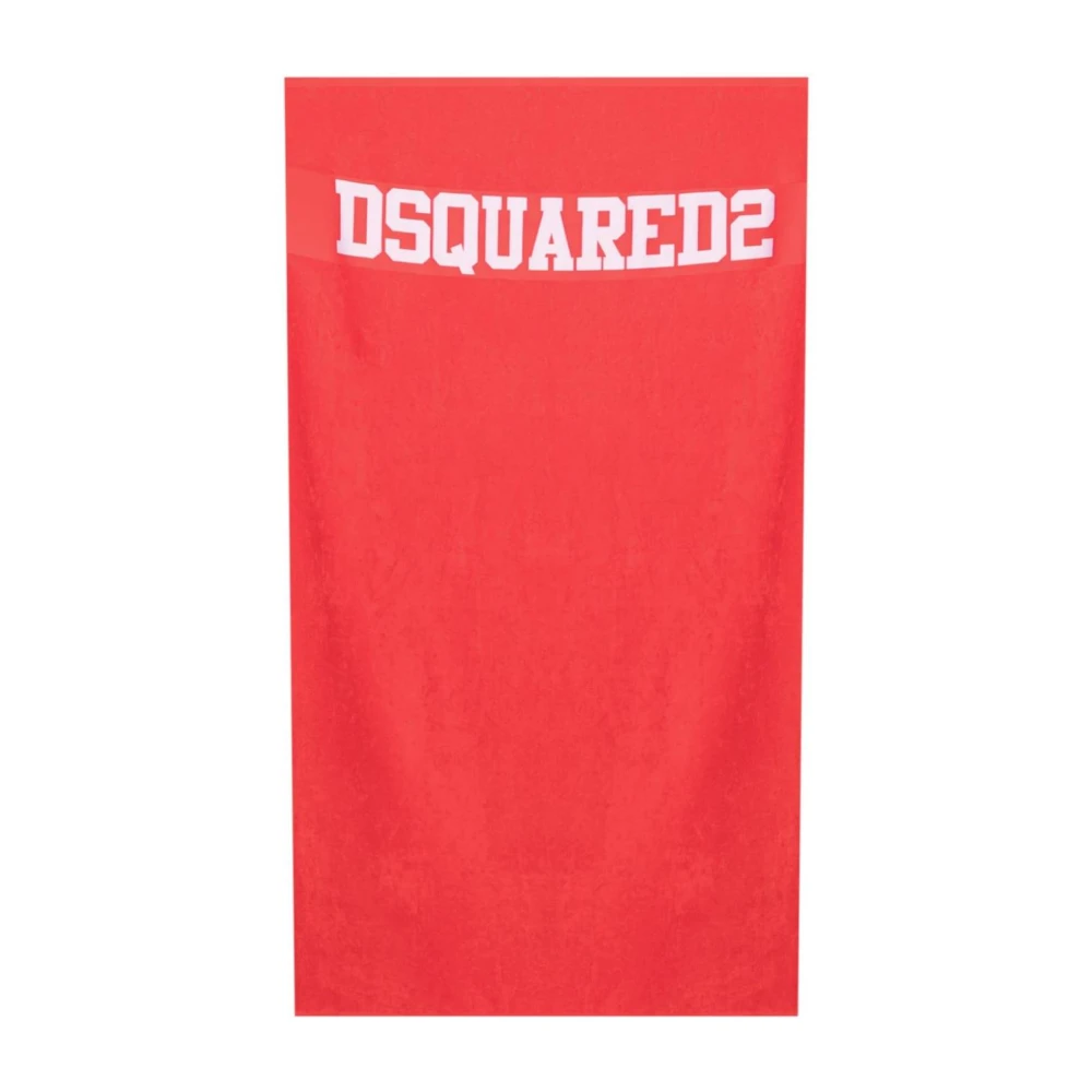 Dsquared2 Technicolour Jacquard Logo Handdoek Red Unisex