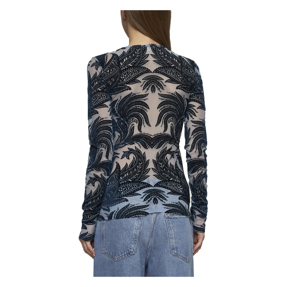ETRO Blauwe Crewneck met Kikker en Paisley Blue Dames