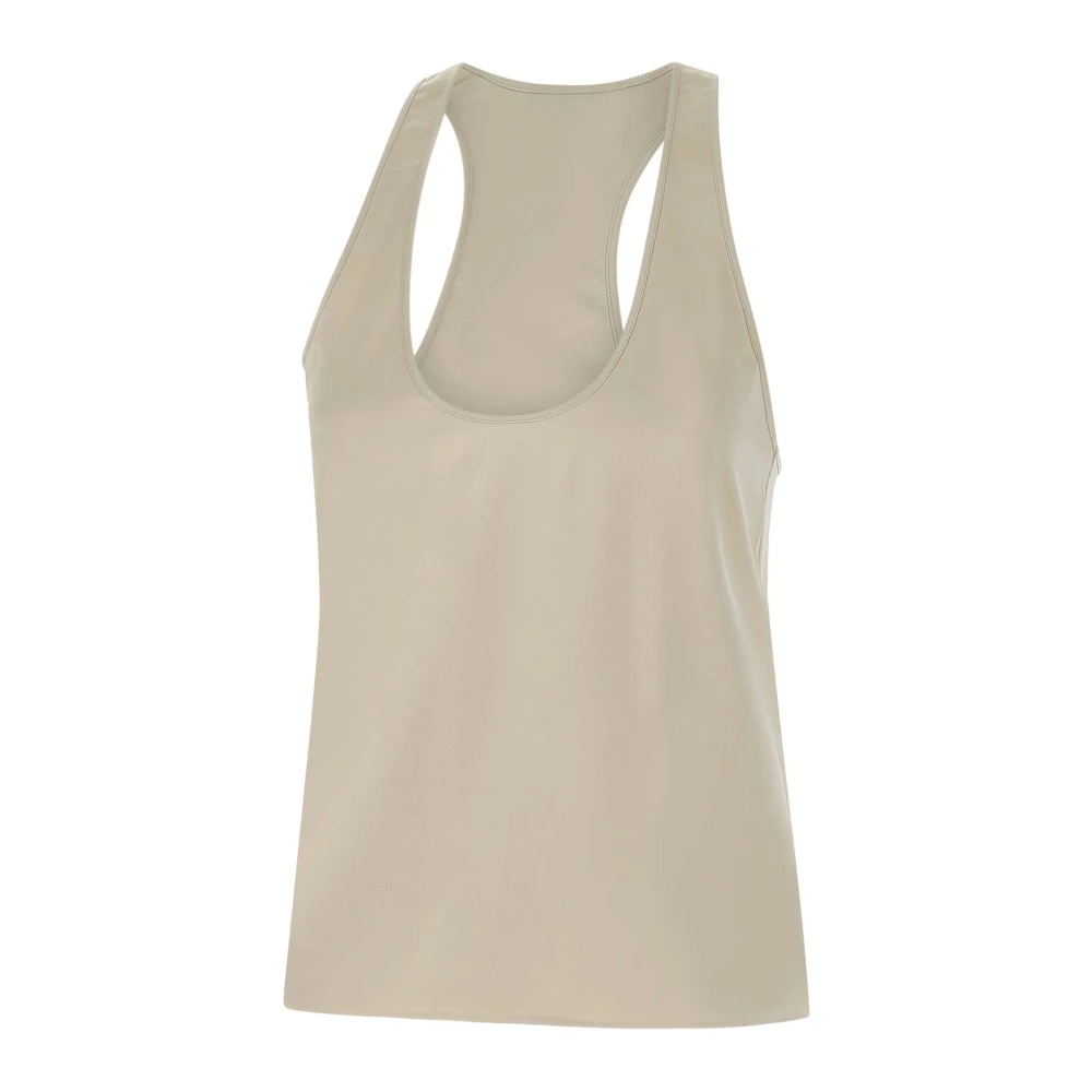 Andamane Ivoor Satijnen Mouwloze Flare Top voor Vrouwen White Dames