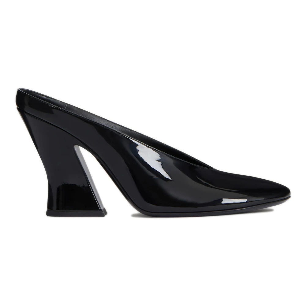Givenchy Women's Black Heeled Mules, 6 Uk, Patent Calfskin Heeled Mule Sandals