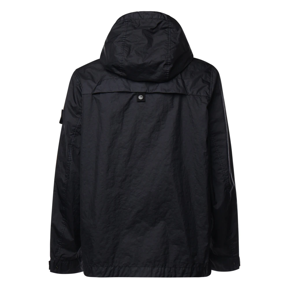 Stone Island Zwarte Jassen met Capuchon en Zakken Black Heren