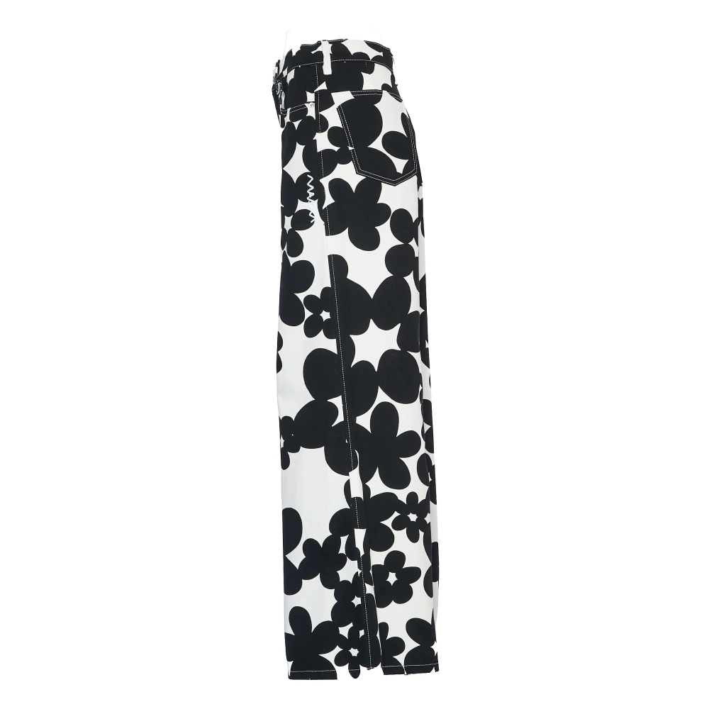 Marni Zwarte Bloemenprint Broek Black Dames