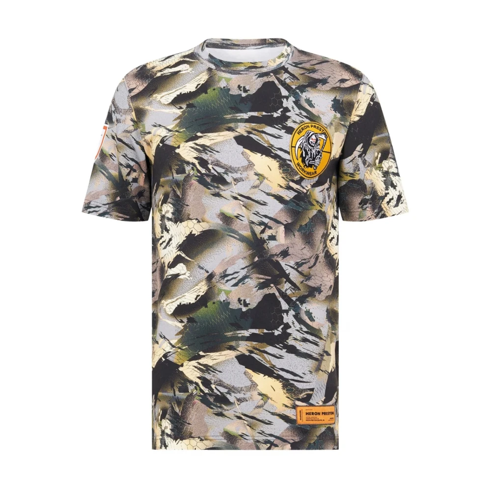 Heron Preston Oversize Camo Logo T-Shirt Green, Herr