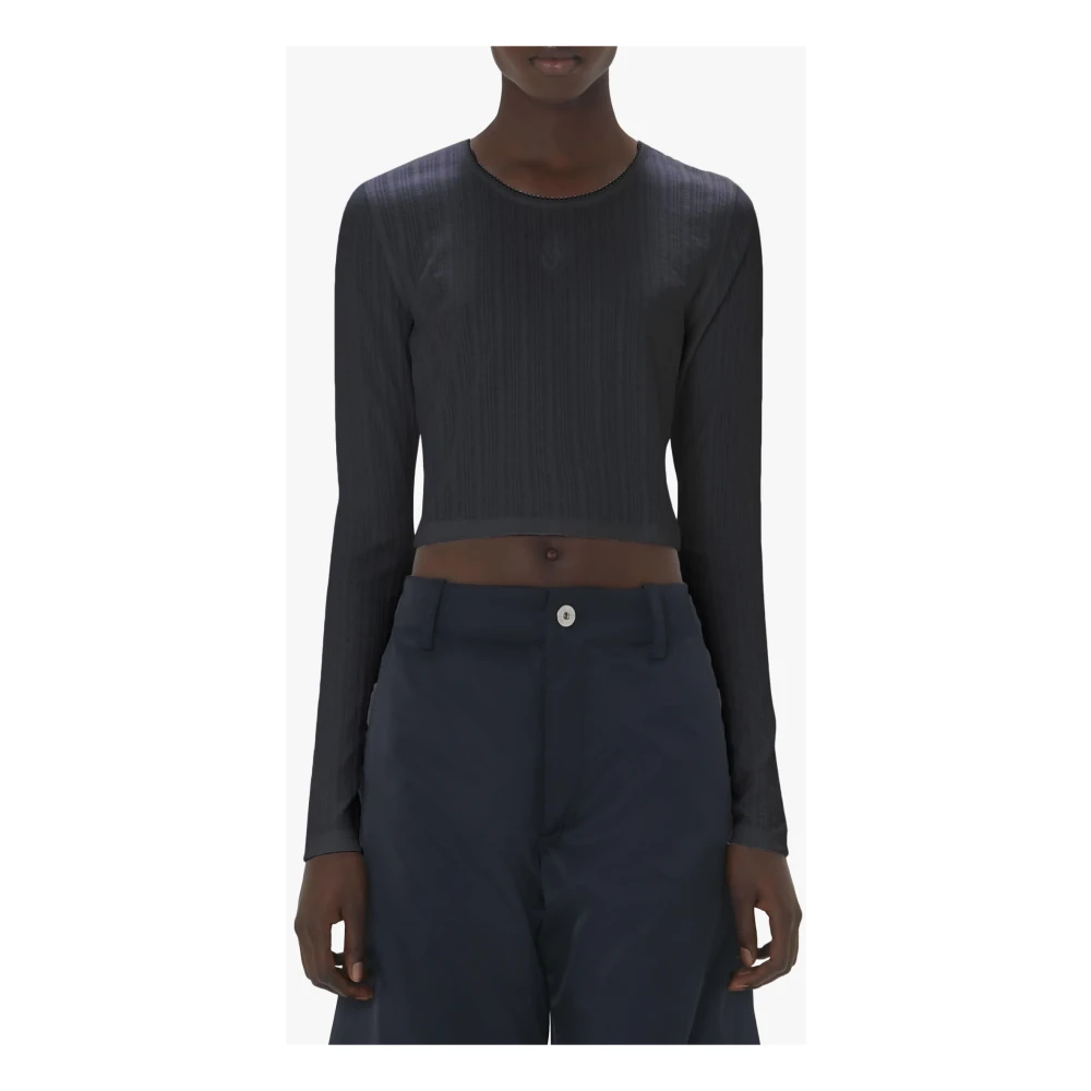 JW Anderson Anker Geborduurde Crop Top Black Dames