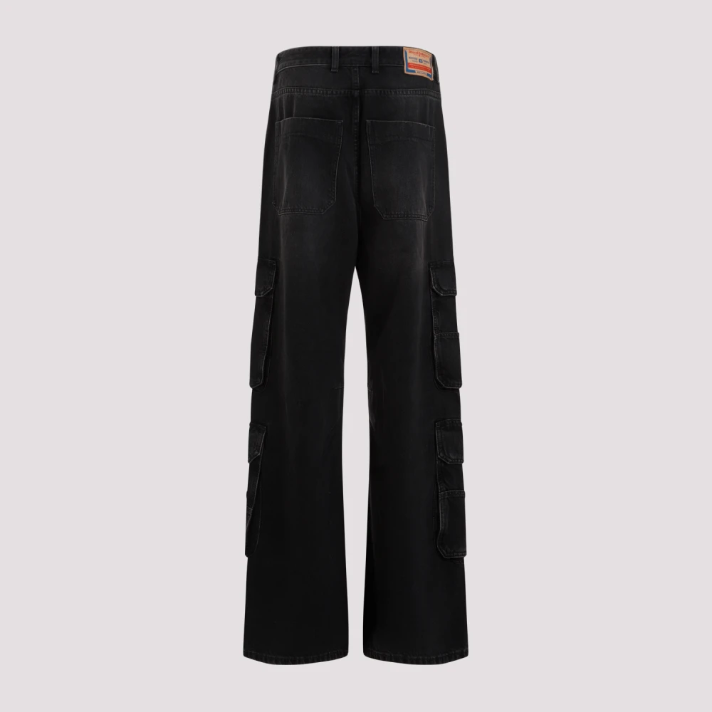 Diesel Zwarte Denim Cargo Jeans Black Dames