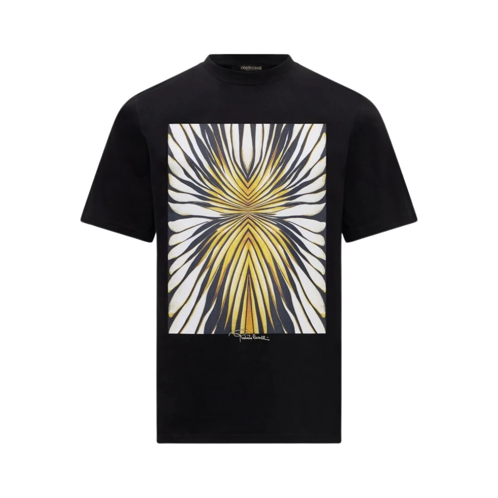 Roberto Cavalli Artistic Print T-Shirt - Male - T-Shirts - Black - L - Tops