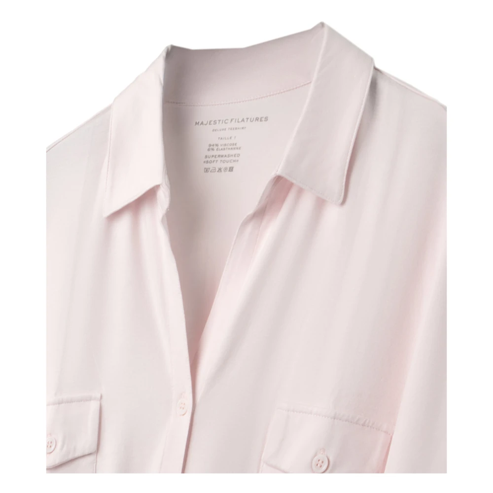 majestic filatures Elegant LS Pocket Polo Shirt Pink Dames