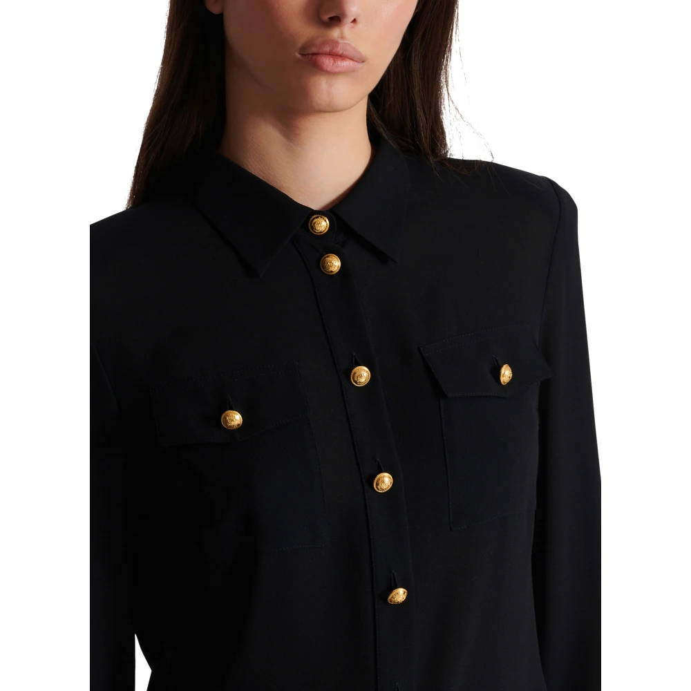 Balmain Crepe de chine overhemd Black Dames