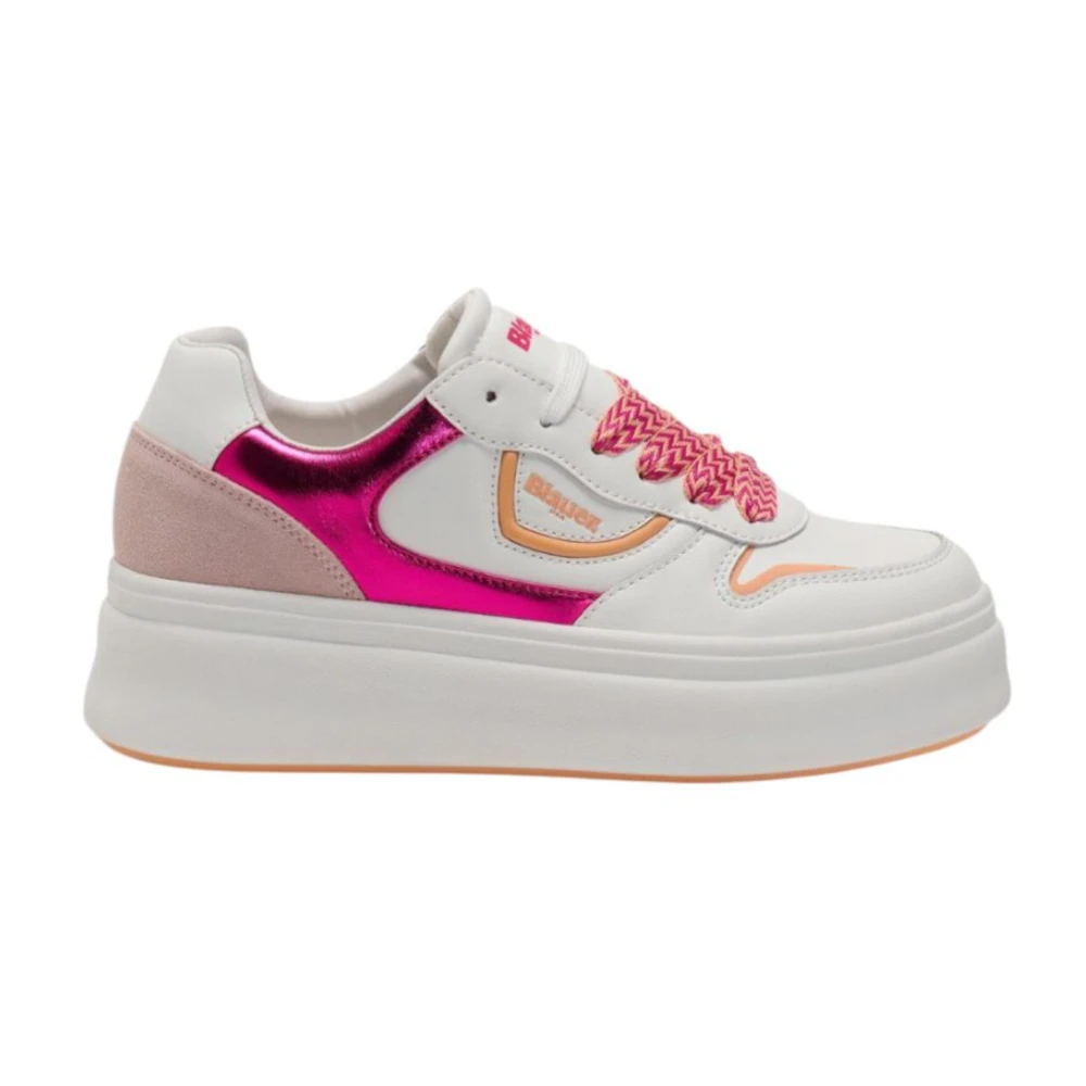 Blauer Women's Multicolor White Low Top Trainers Fuxia - Sneakers - 7 Uk - Shoes
