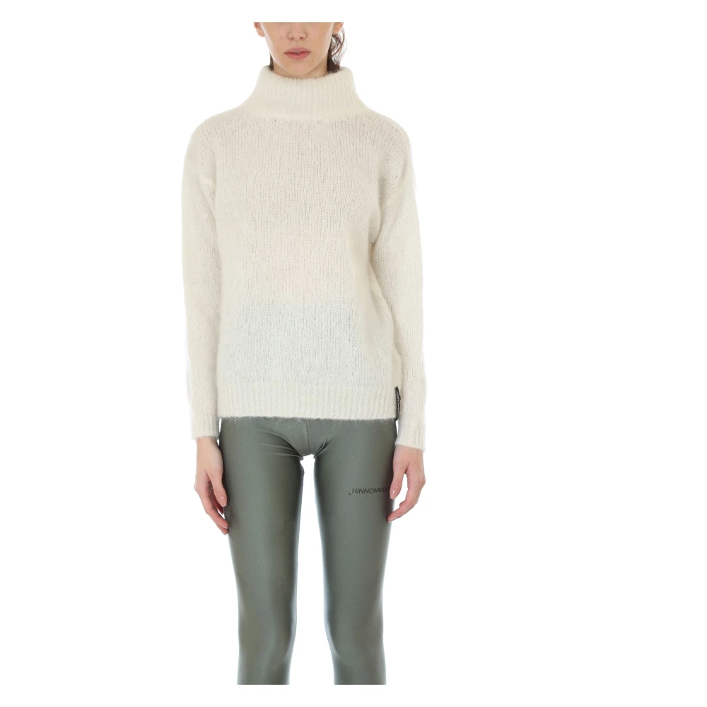 Hinnominate Mohair High-Neck Sweater i Vit White, Dam