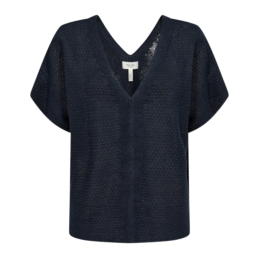 Part Two Women's Blue Soft Knit V-Neck Sweater After Midnight
