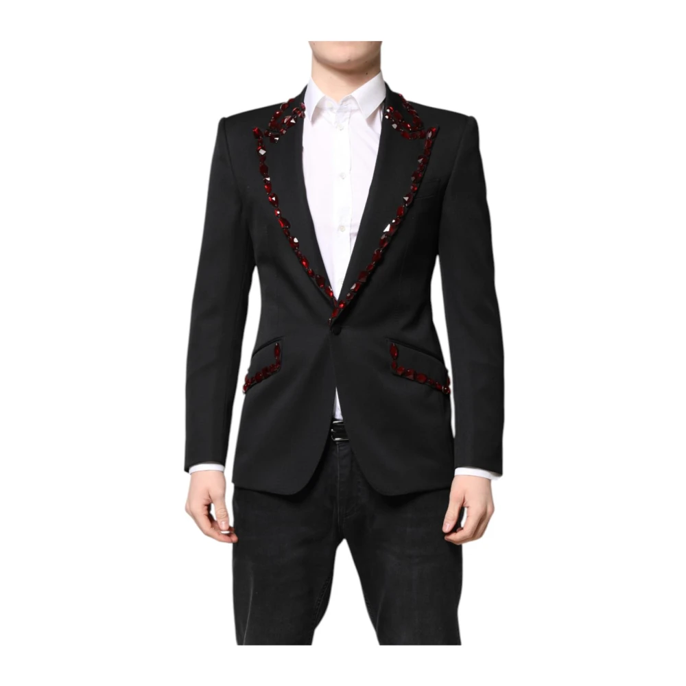 Dolce & Gabbana Men's Black Luxury Crystal-Embellished Blazer