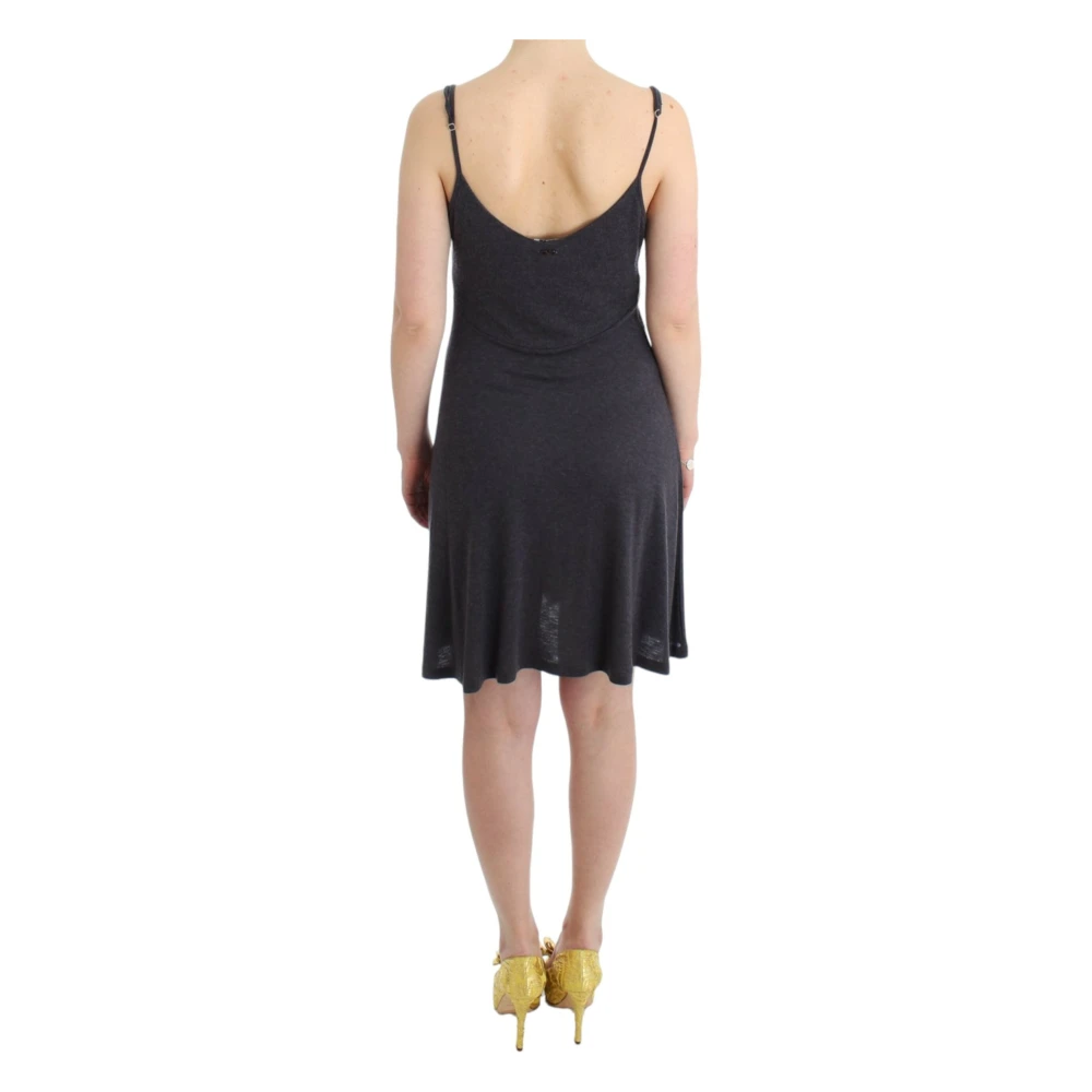 Costume National Elegante Grijze Knielange Jurk Gray Dames