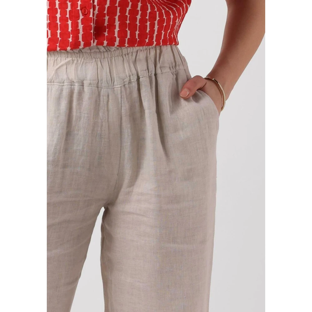 By-Bar Linnen Wijde Broek Beige Dames