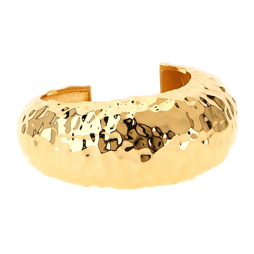 Self Portrait Women's Yellow Bracelets, One Size, Hammered Gold Cuff