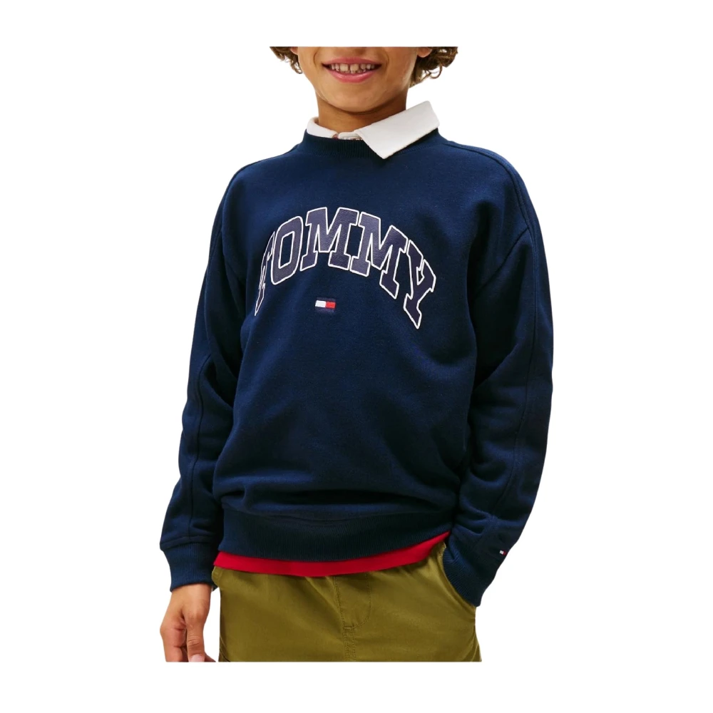 Tommy Hilfiger Men's Blue Navy Varsity Sweatshirt With Raised Details