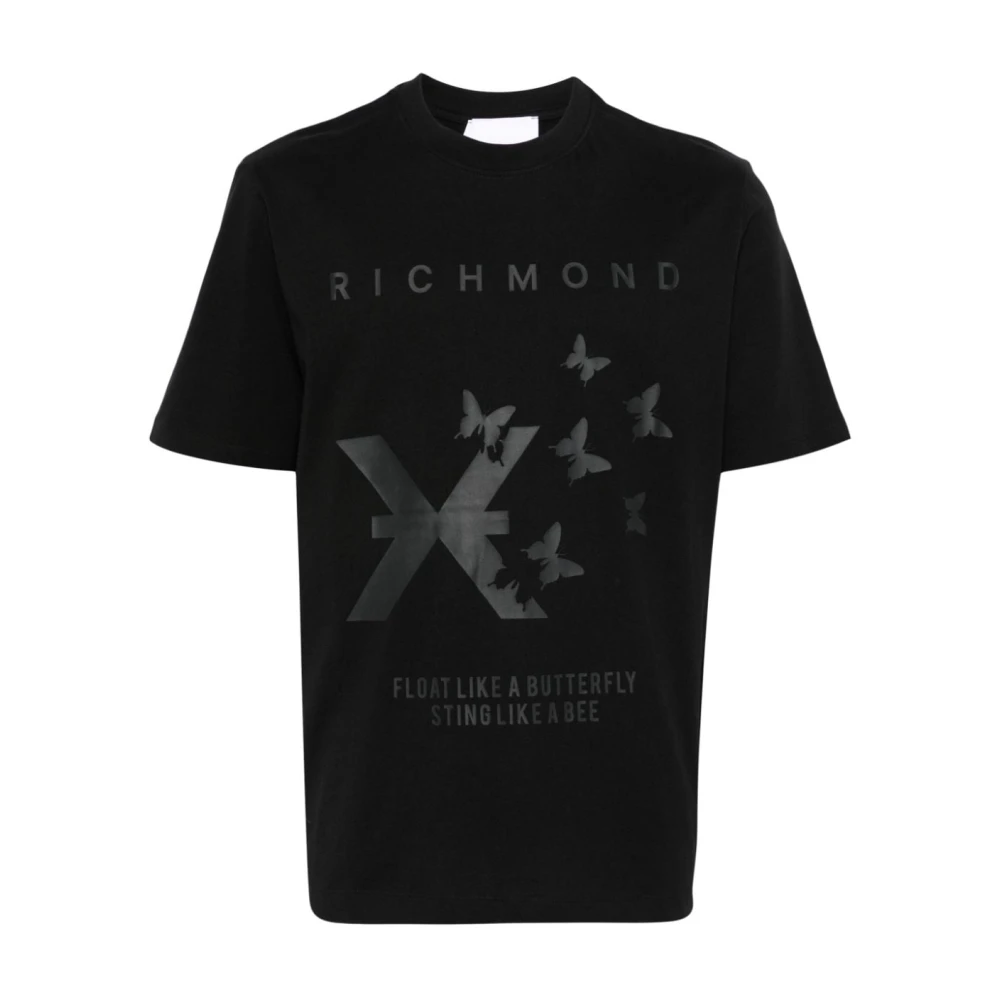 John Richmond Zwart Logo Print Crew Neck T-shirt Black Heren