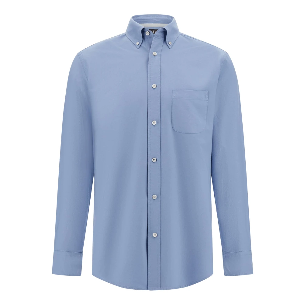 Boggi Milano Regular Fit Oxford Katoenen Overhemd Blue Heren