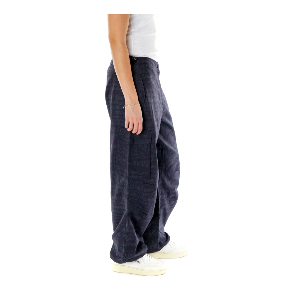 Daily Paper Gedrukte parachutebroek met verstelbare taille Blue Dames