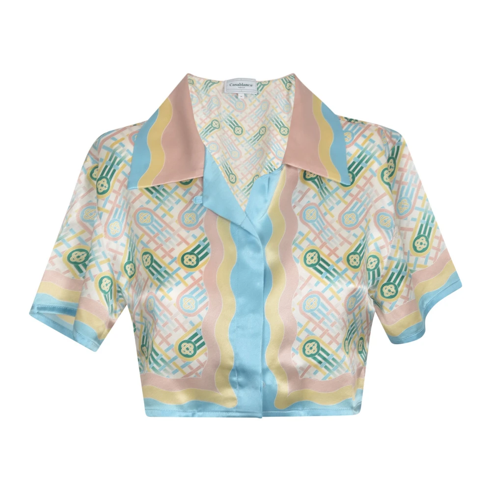 Casablanca Cuban Collar Zijden Korte Mouw Shirt Multicolor Dames