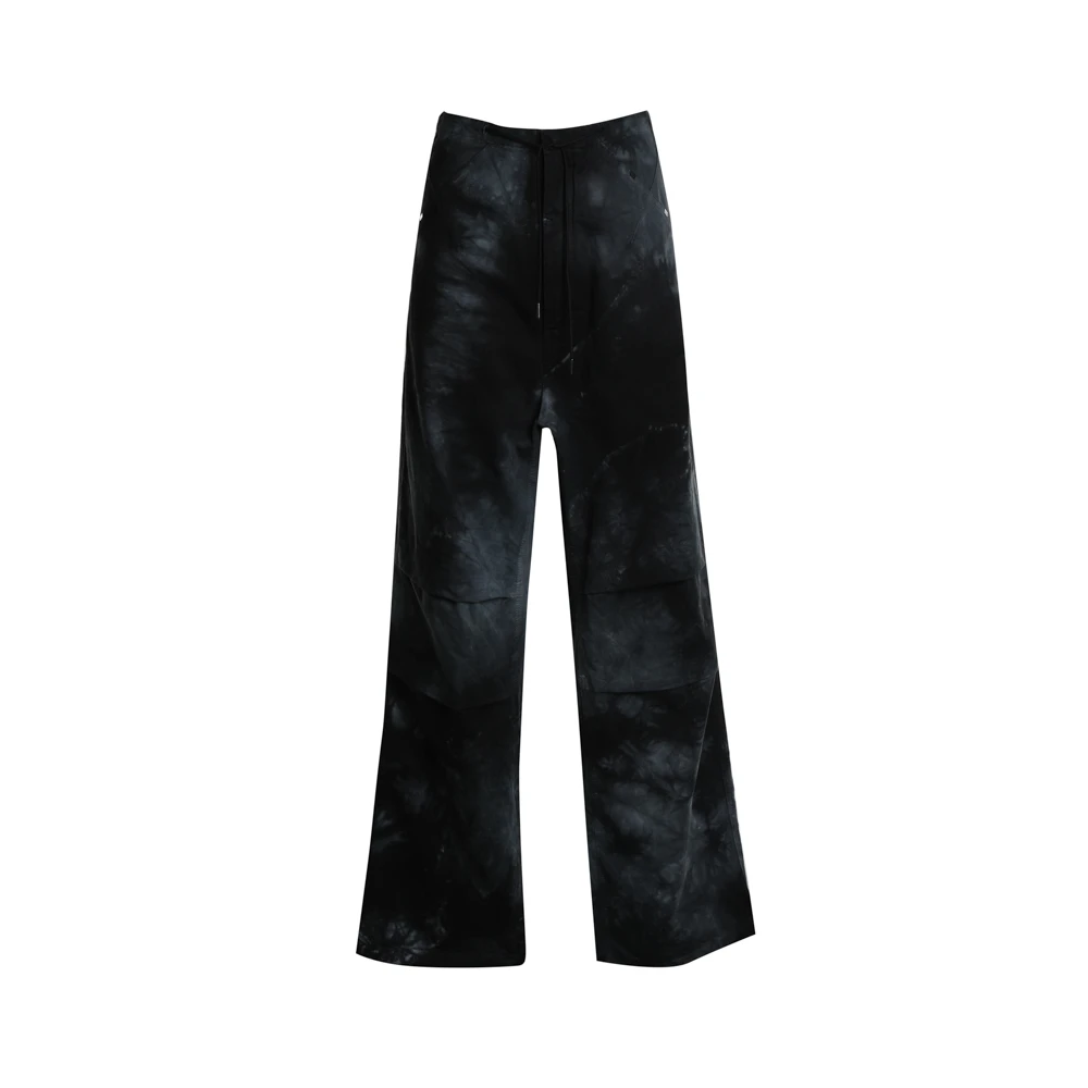 Darkpark Tie Dye Wijde Pijp Katoenen Broek Black Dames