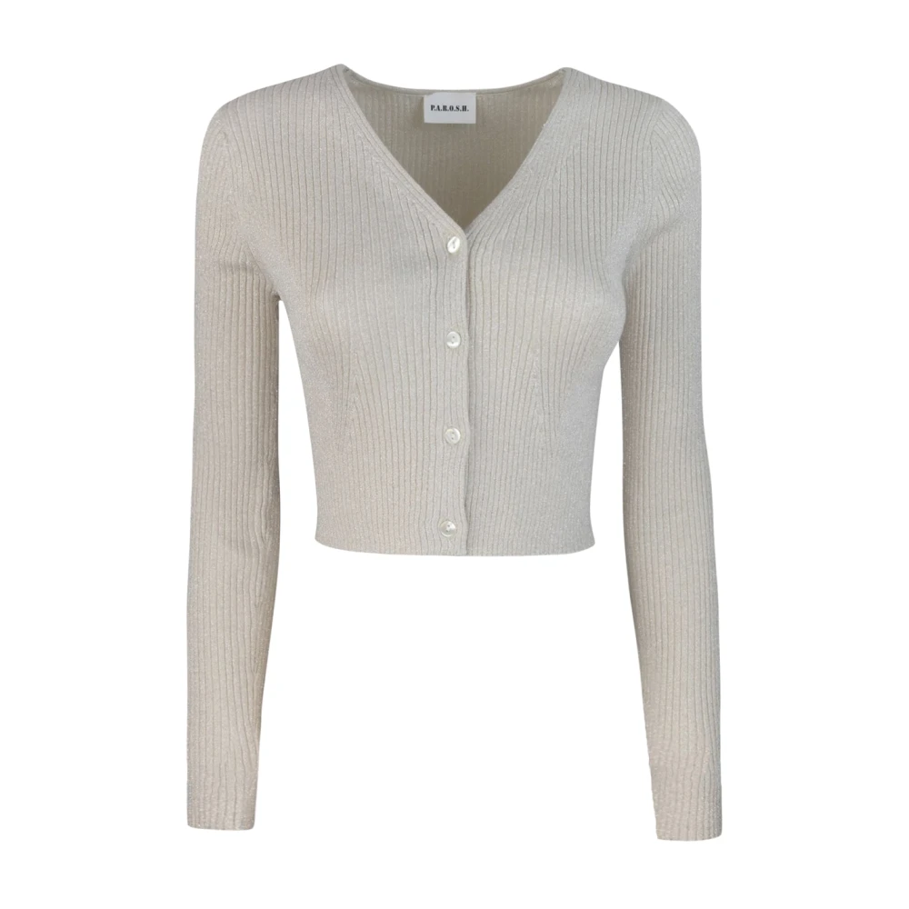 Slim Fit Cropped Cardigan med Lurex