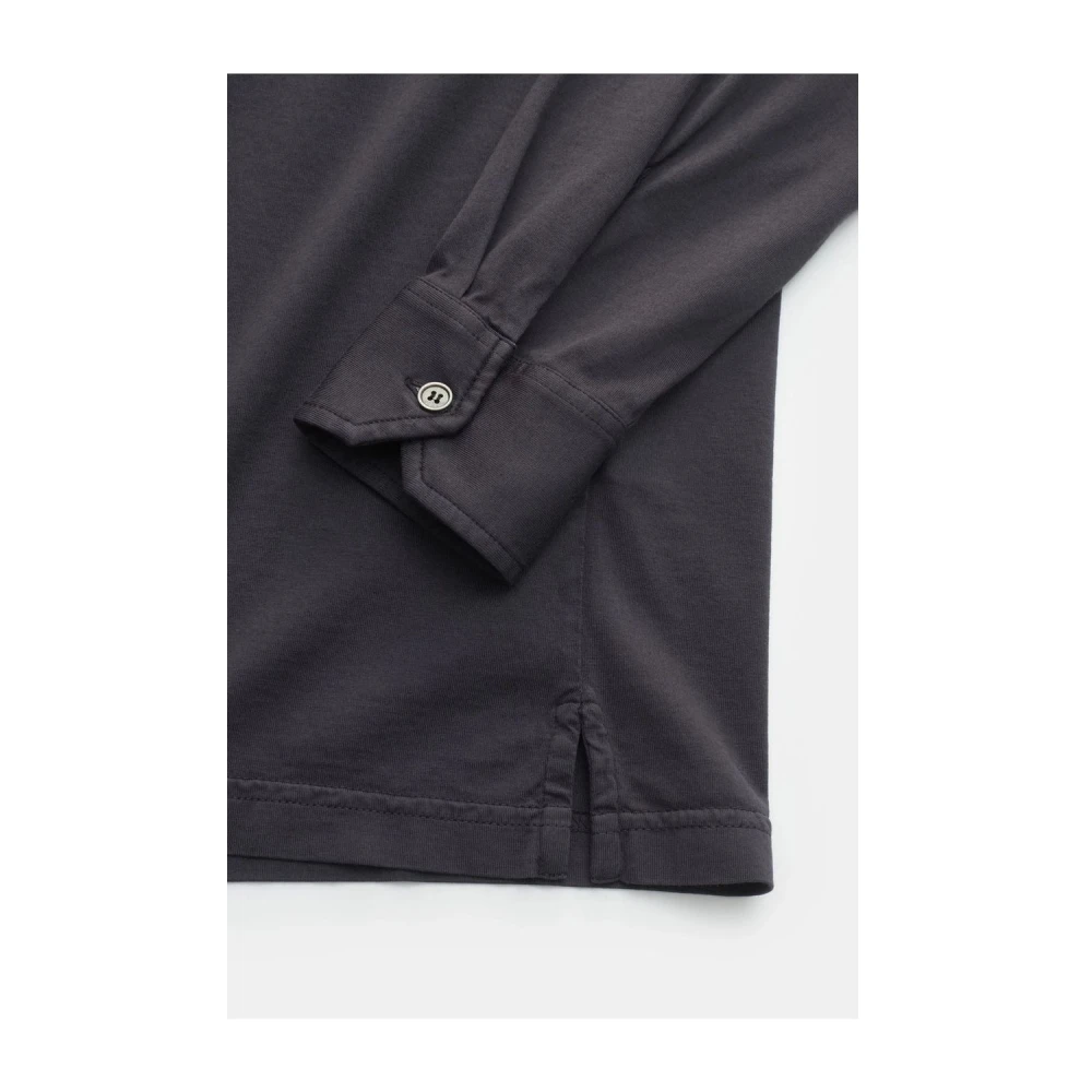 Fedeli Donkergrijze polo met lange mouwen Black Heren