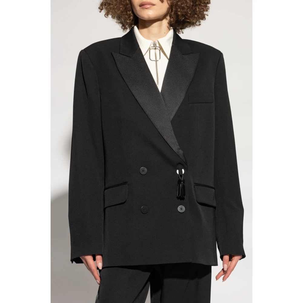 JW Anderson Blazer met satijnen kraag Black Dames