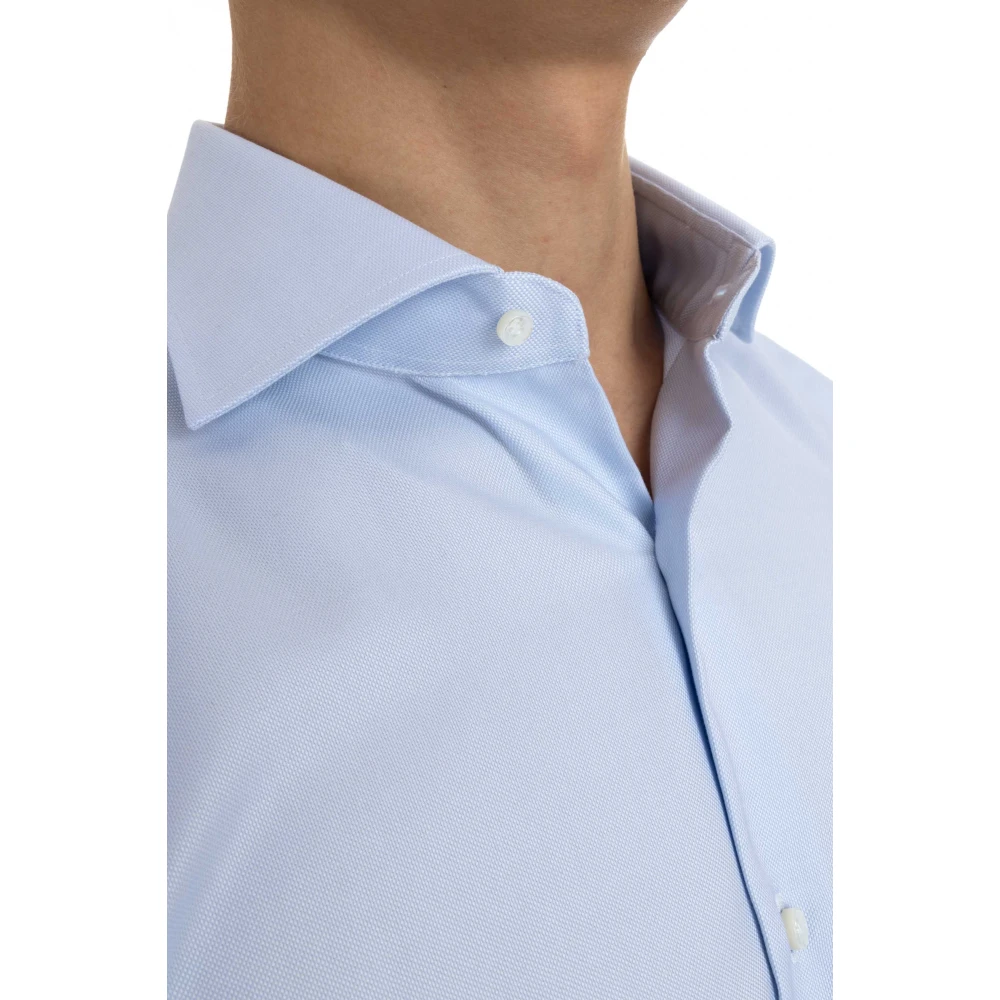 Barba Heldere Blauwe Oxford Overhemd Blue Heren