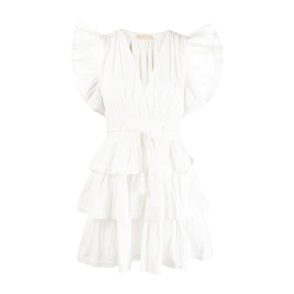 Ulla Johnson Women's White Short Dresses, L, Beige Cotton Mini Dress