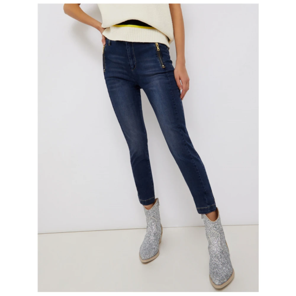 Liu Jo Hoge taille skinny jeans met ritssluiting Blue Dames