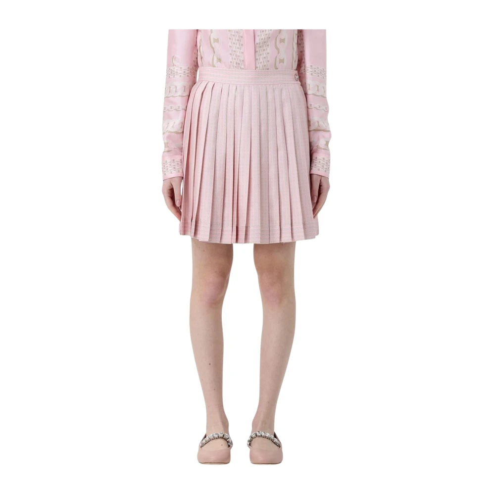 Versace Women's Pink Short Skirts, M, Pleated Mini Skirt