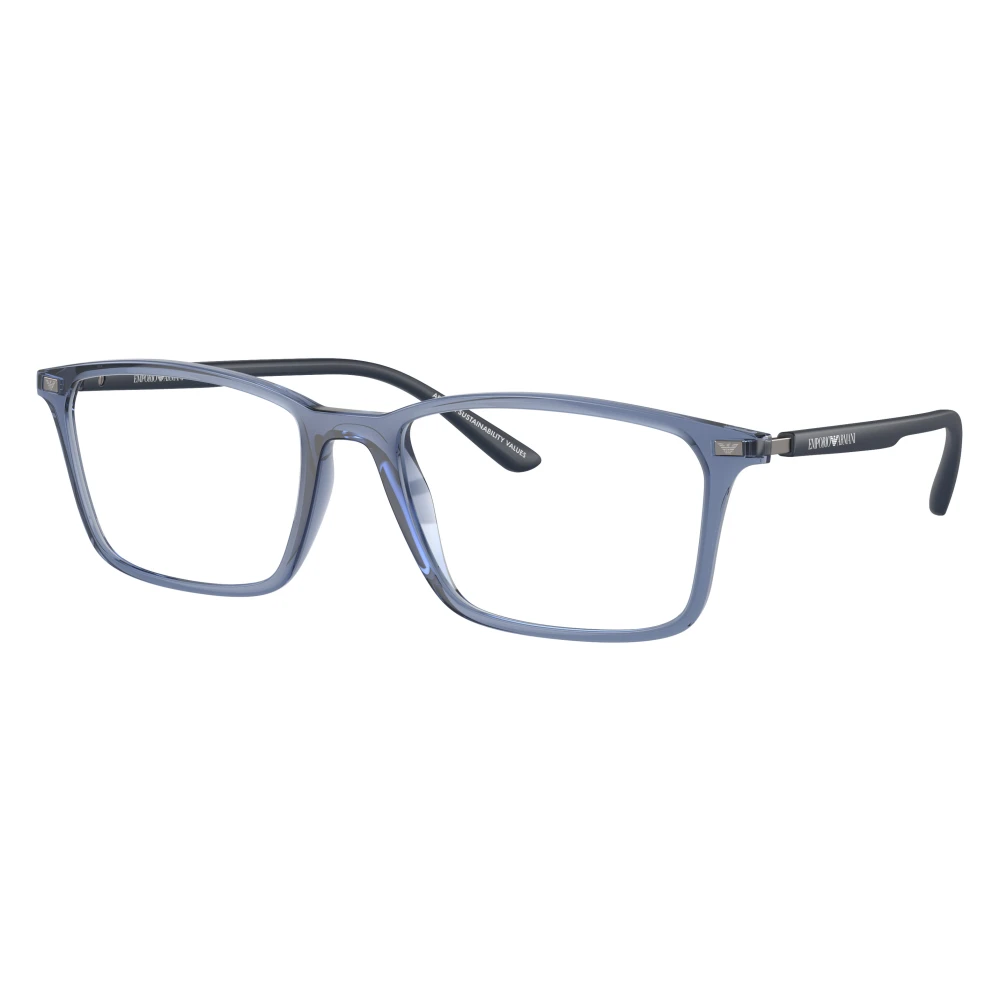 Emporio Armani Unisex Blue Glasses, 55 Mm, Rectangle Optical Frame