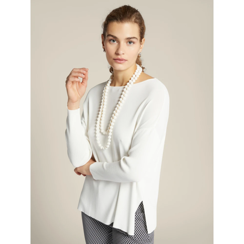 Elena Mirò Eco-Viscose Trui met Kettingdetail White Dames
