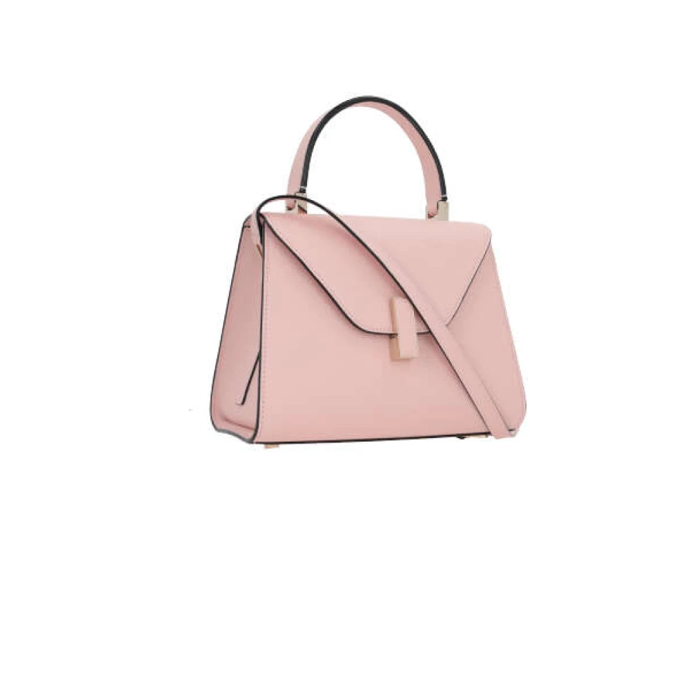 Valextra Lichtroze Gehamerd Leren Handtas met Gouden Hardware Pink Dames