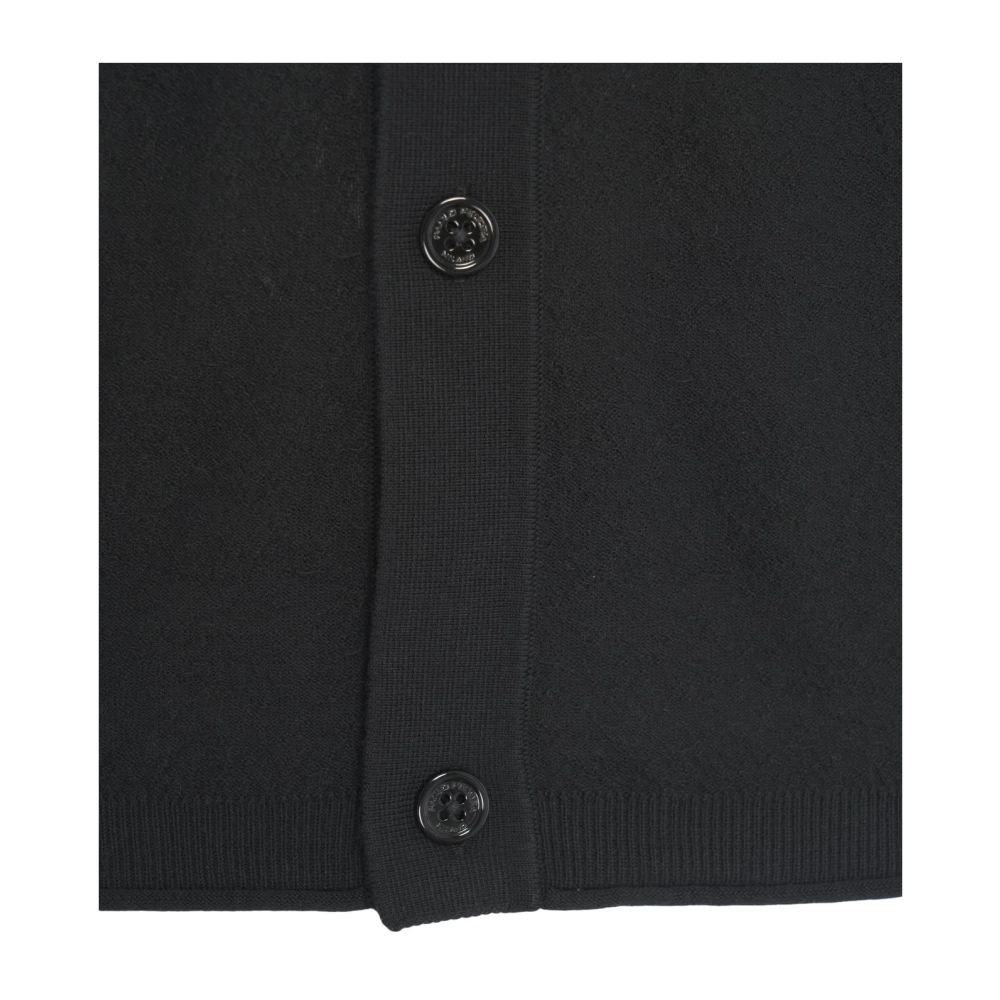 Paolo Pecora Zwarte Gebreide Shirt Stijlvolle Knoopsluiting Black Heren