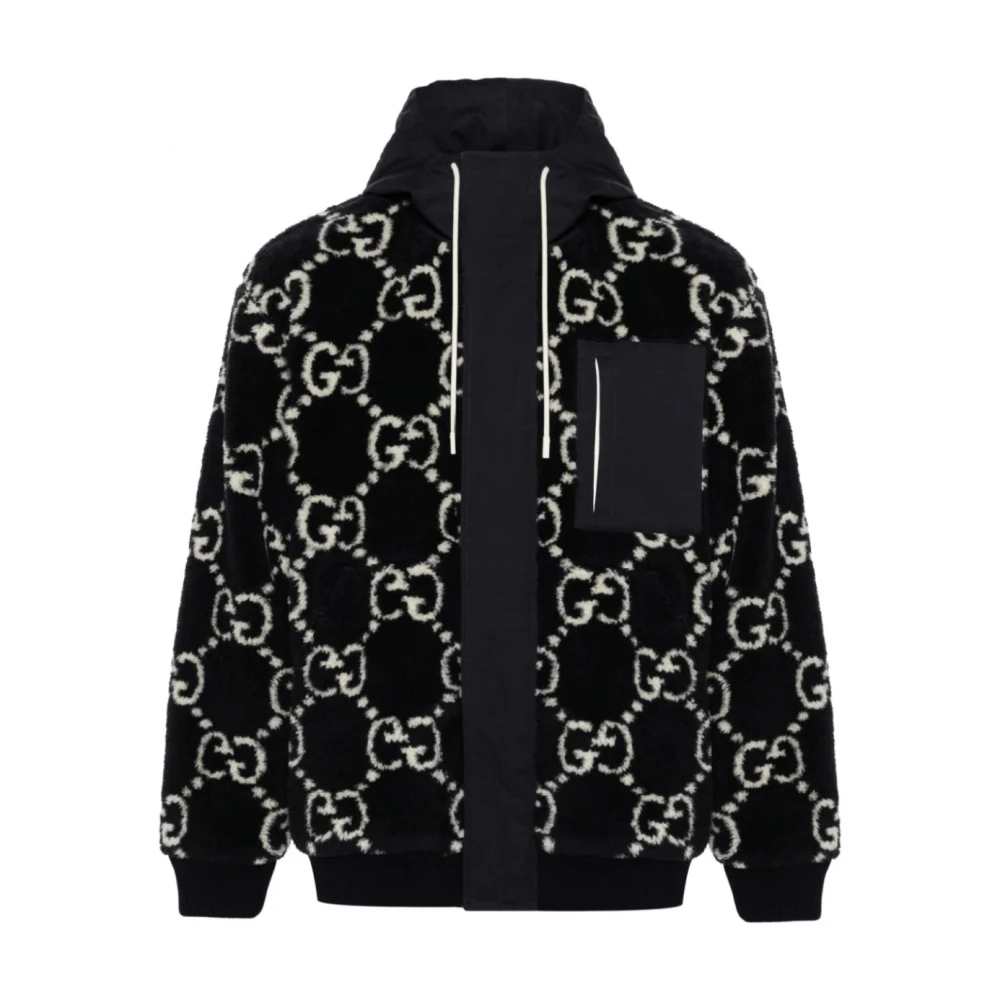 Gucci Fuzzy Hooded Jacket Blue Heren