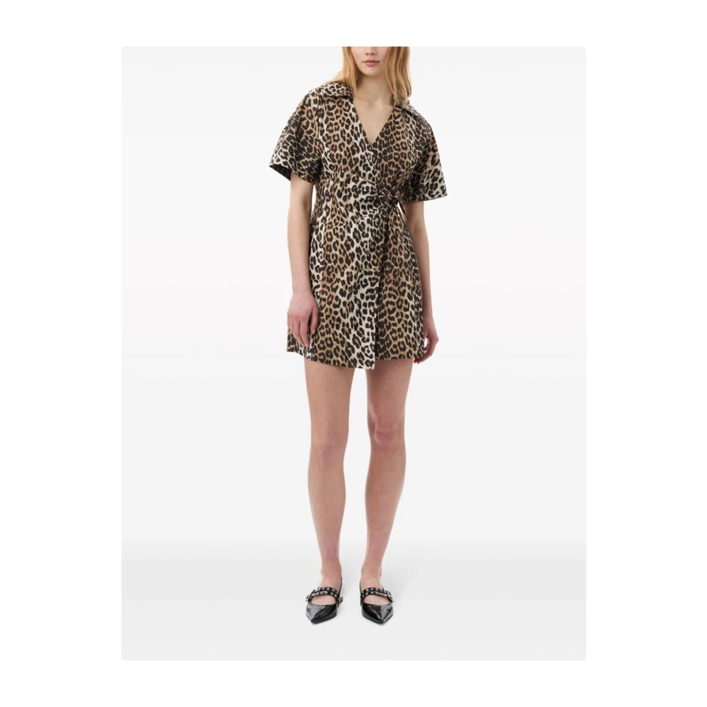 Ganni Luipaardprint Wikkeljurk Brown Dames