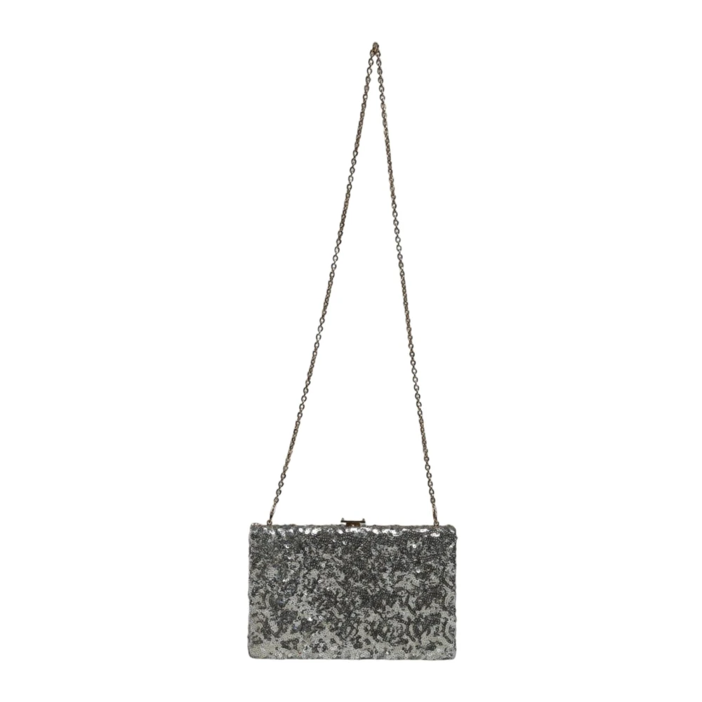 Dolce & Gabbana Pailletten Avond Crossbody Tas met Gouden Details Gray Dames