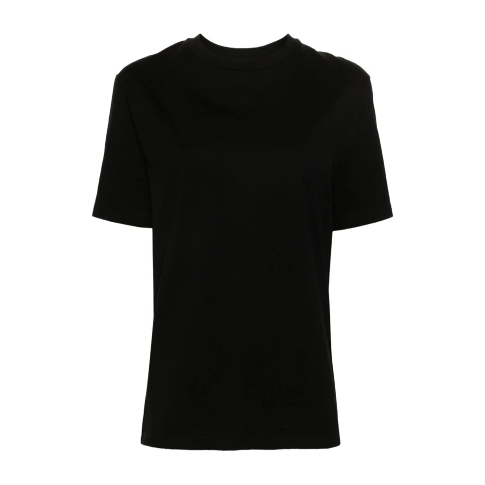Jil Sander Zwart Katoenen T-shirt met Wit Logo Black Dames