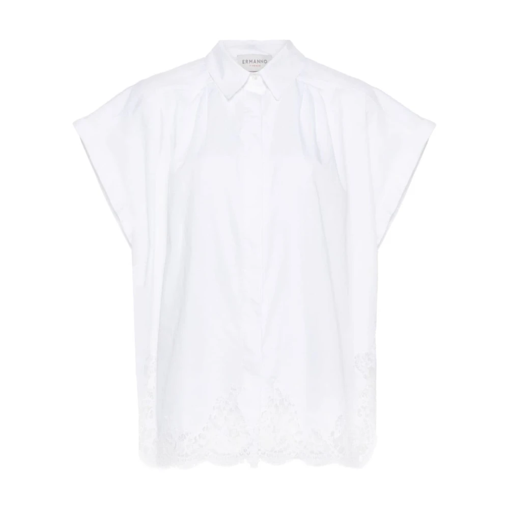 Ermanno Scervino Witte Overhemd met Bloemenkant White Dames
