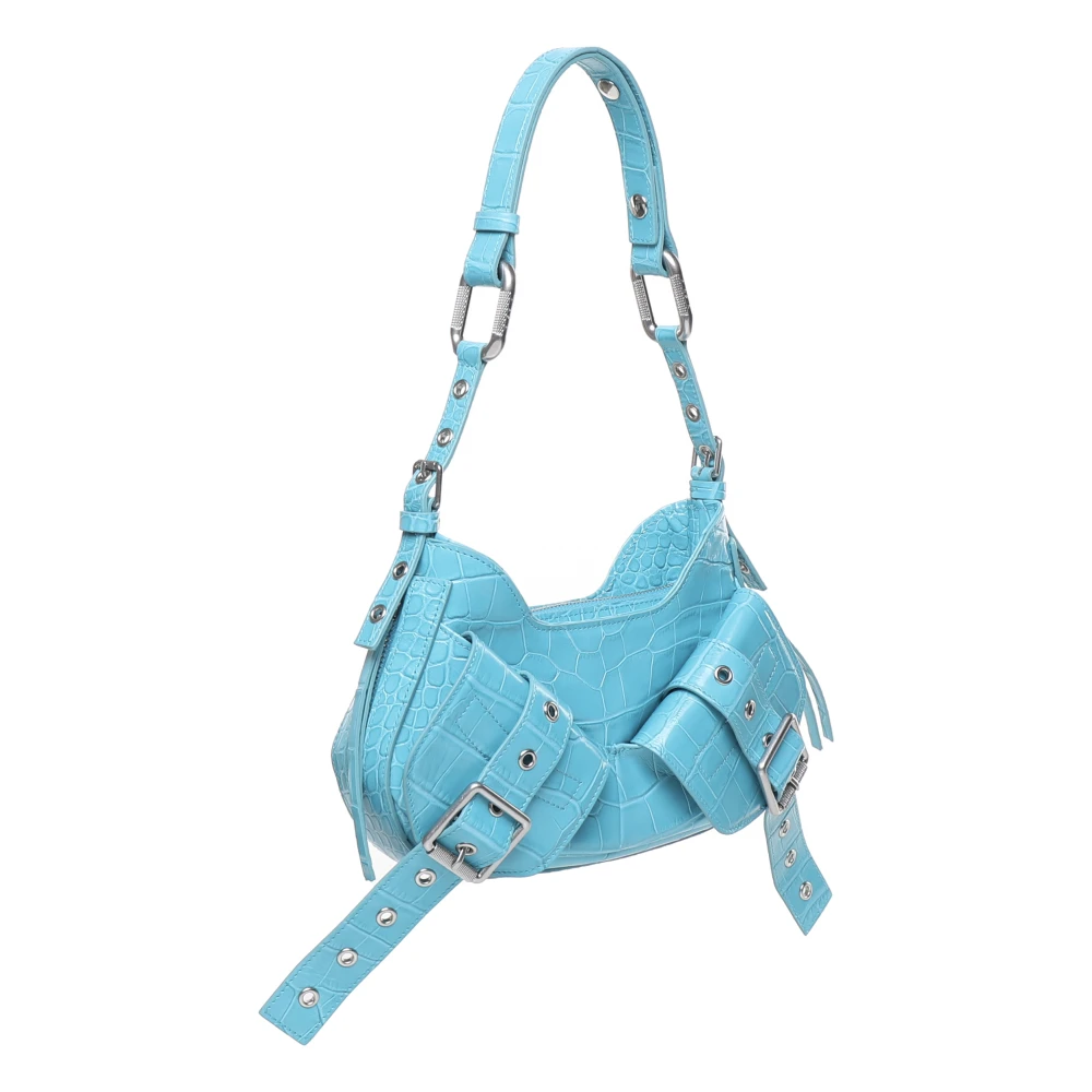 Biasia Turquoise Schoudertas met Stroopdetail Blue Dames