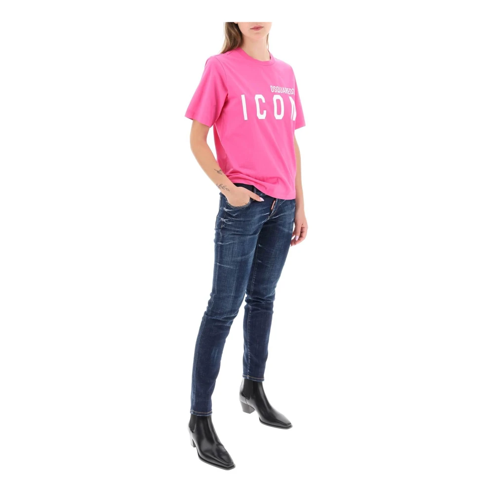 Dsquared2 Icon Forever Easy Tee Pink Dames